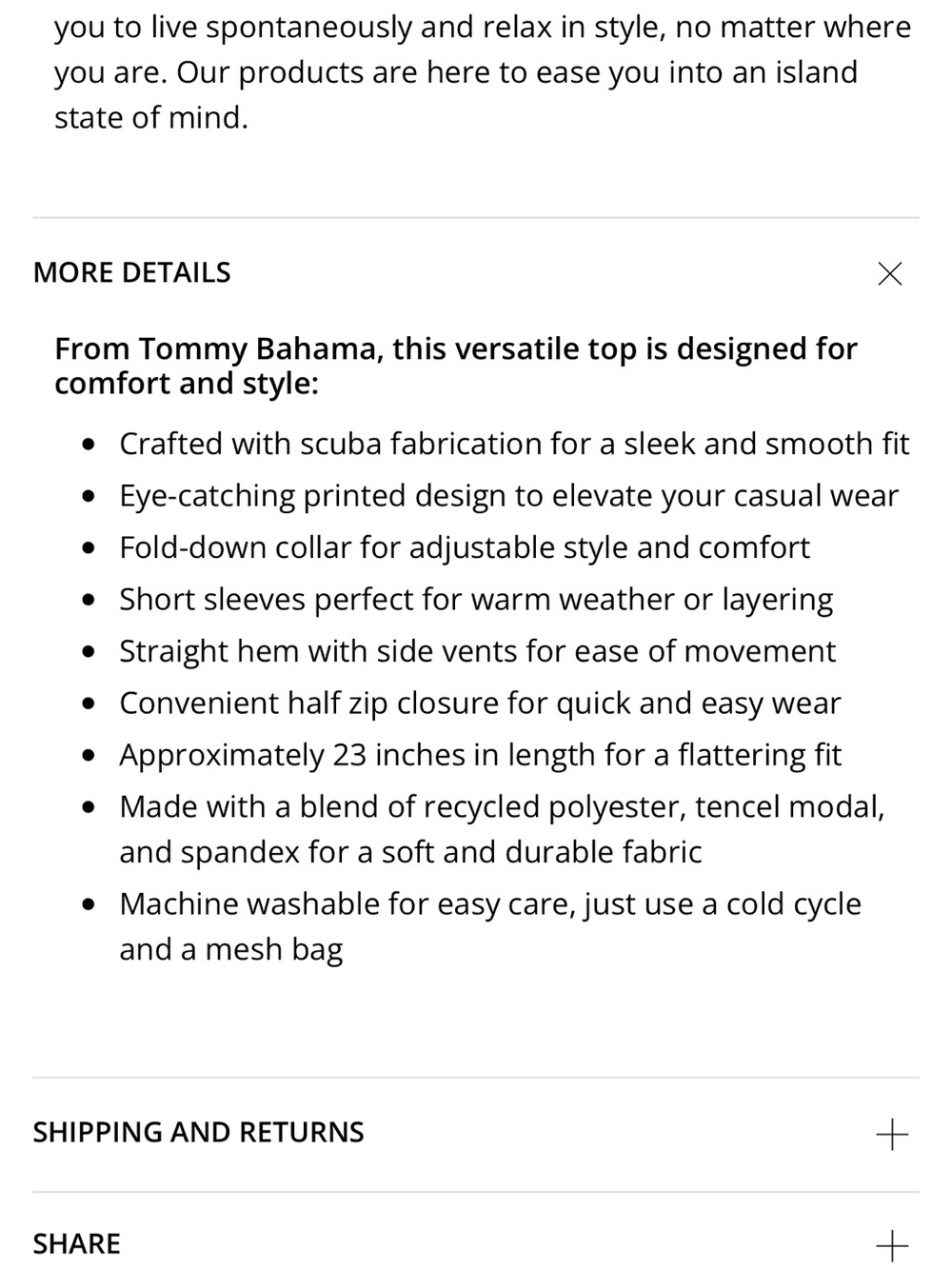 BNWT Tommy Bahama Palm Voyage Set- Porto Fronds Half-Zip Top and Shorts sz small - Picture 12 of 12